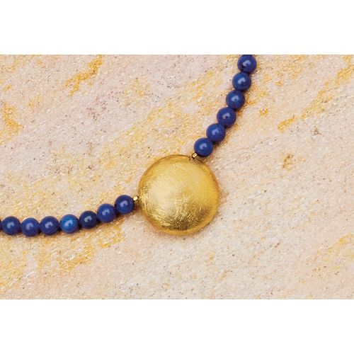 Petra Waszak: Collier "Sonnenscheibe" mit Lapislazuli-Perlen