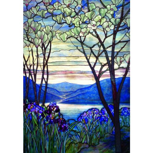 Wandobjekt "Magnolien und Schwertlilien", Glas - nach Louis C. Tiffany