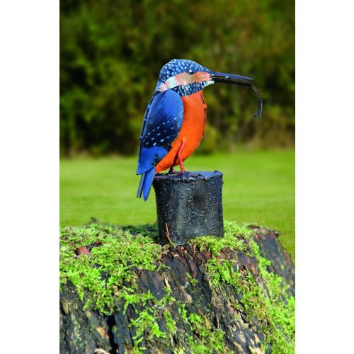 Gartenfigur "Eisvogel mit Fisch"