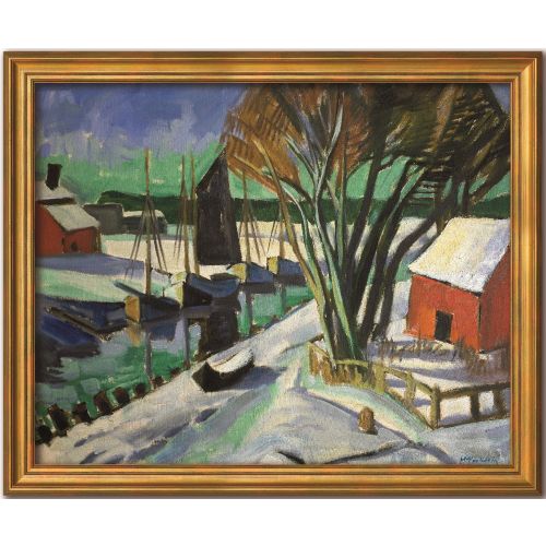 M. Pechstein: "Am Strom im Winter" goldf. gerahmt