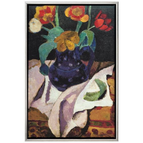 Paula Modersohn-Becker: Bild "Stillleben mit Tulpen in blauem Topf" (1907), gerahmt