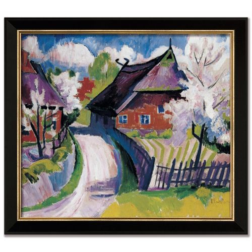 Max Pechstein: Bild "Frühlingsblüte" (um 1919), Version schwarz-goldfarben gerahmt