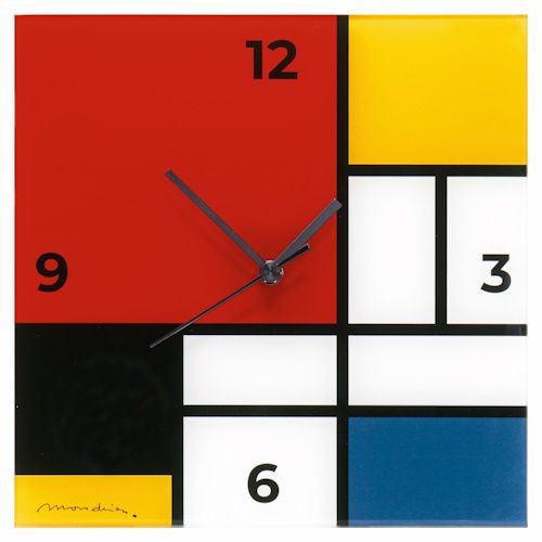 Piet Mondrian: Wanduhr "Komposition in Rot, Blau, Gelb und Schwarz"