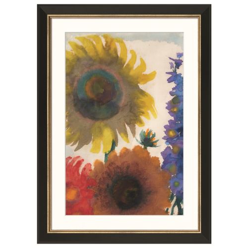 E. Nolde: »Sonnenblumen und Rittersporn«, 1935 |schwarz gold gerahmt