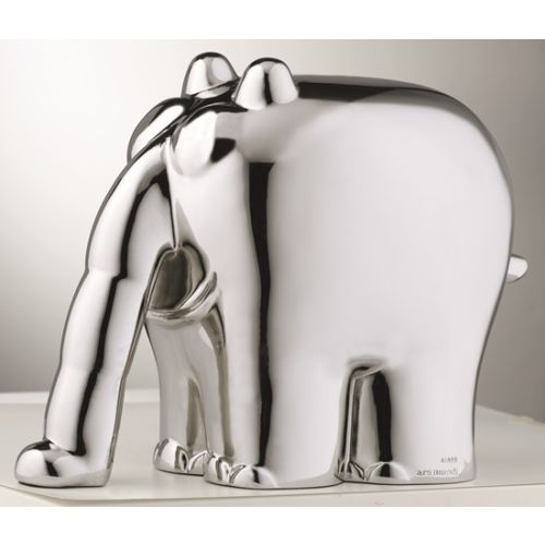 Otto W.: Skulptur "Ottifant", Metallic-Silber