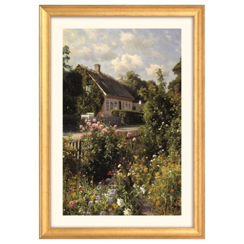 Mönsted: Bild "Blühender Vorgarten" (1933) |goldfarben gerahmt