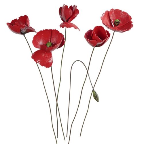 Gartenstecker-Blumenset "Roter Mohn", 6-teilig