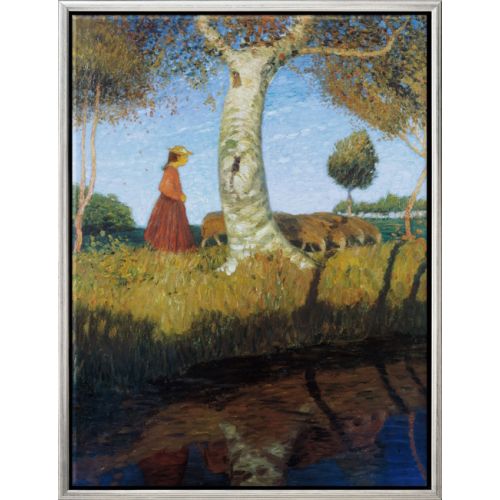 Otto Modersohn: "Sonniger Herbsttag" (1898), schwarz-silber gerahmt