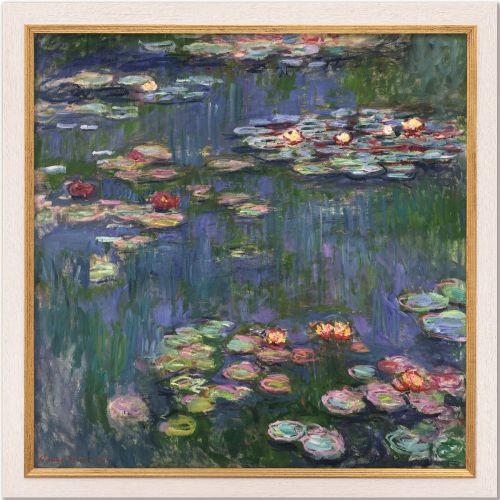 Claude Monet: Bild "Seerosen" (1916) Version weiß-goldfarben gerahmt