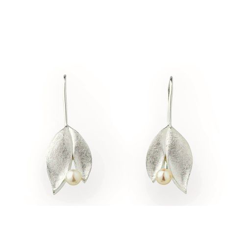 Ohrhänger "Silver Leaf" mit Perlen