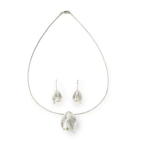 Schmuckset "Silver Leaf" mit Perlen