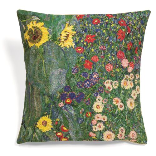 Klimt: Kissenhülle "Bauerngarten mit Sonnenblumen"