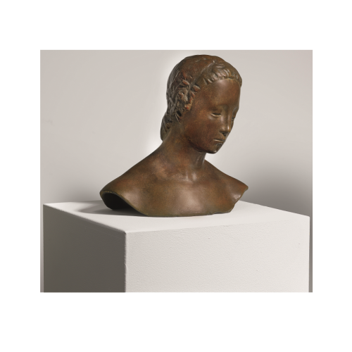 W. Lehmbruck Büste "Gesenkter Frauenkopf" Bronze