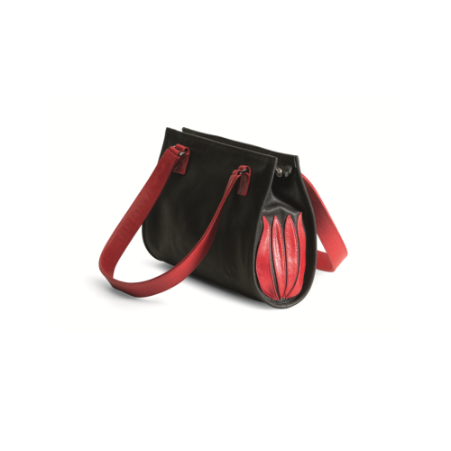 Linde Van der Poel: Handtasche "Black and Red Tulip"