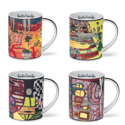 Friedensreich Hundertwasser: 4 Becher "Magic Mugs 2021" im Set, Porzellan