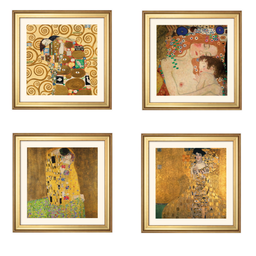 Gustav Klimt: 4 Frauenbilder im Set, gerahmt