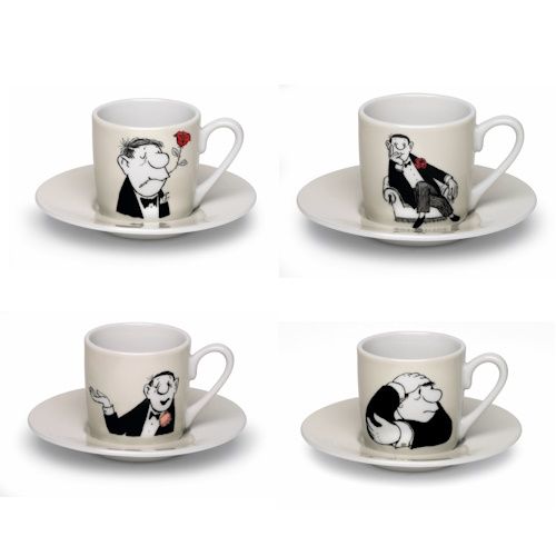Loriot: 4 Espressotassen mit Künstlermotiven im Set