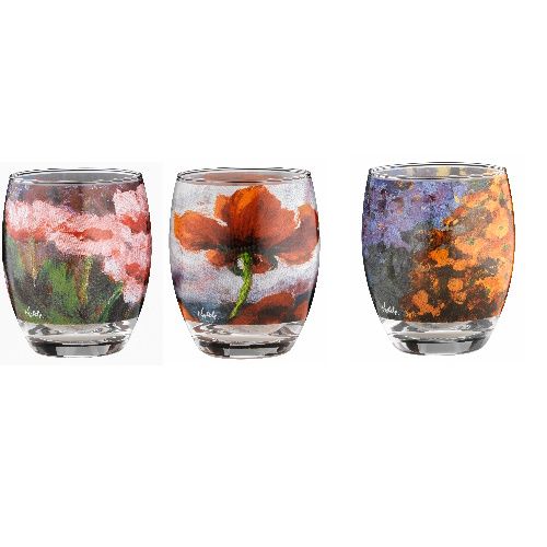 Emil Nolde: Drei Teelichtergläser "Blumen"