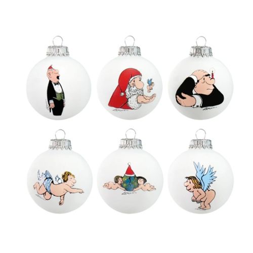 Loriot: 6 Weihnachtsbaumkugeln |Künstlermotive im Set |<Glas
