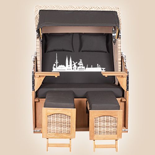 Strandkorb Düne Teak Shell | [MD22668-S]  Dessin Skyline Bremen anthrazit